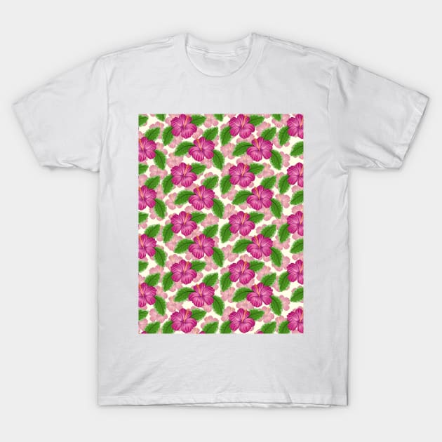 Hibiscus Pattern T-Shirt by Designoholic